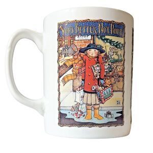 Mary Engelbreit‎ VTG Mug Christmas "You'd Better Not Pout" 90's Cocoa Coffee Tea